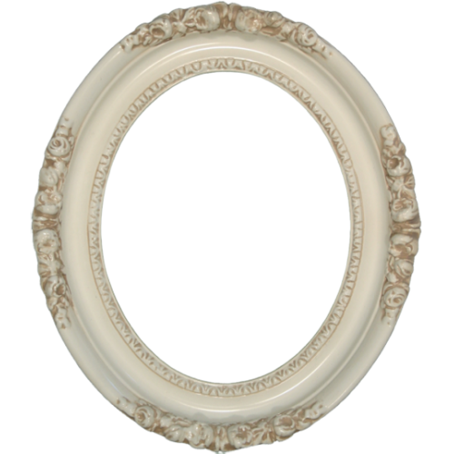 white oval vintage frame