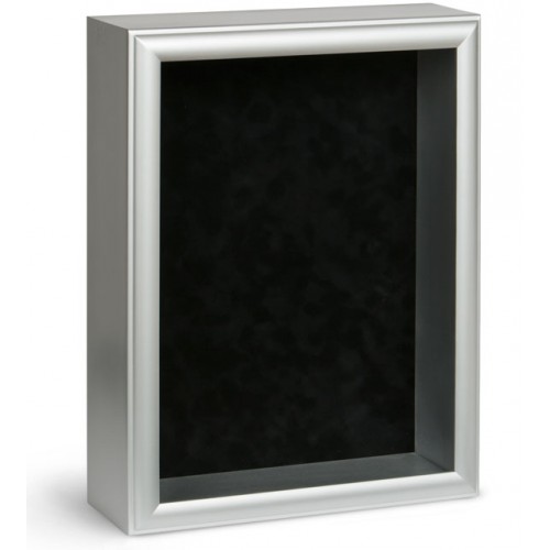 8x8 Shadow Box Frame Silver, 1.625 inches Deep Real Wood Contemporary  Shadowbox Display Frame